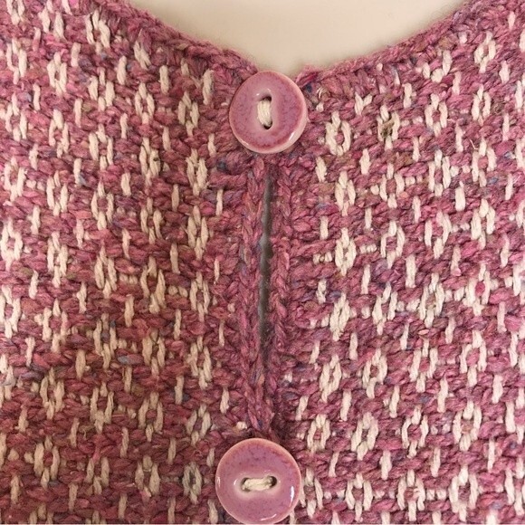 Handwoven By Harvey Fiber Art Three Button Cardigan Jacket Pink Cream Women Sm - Picture 5 of 13